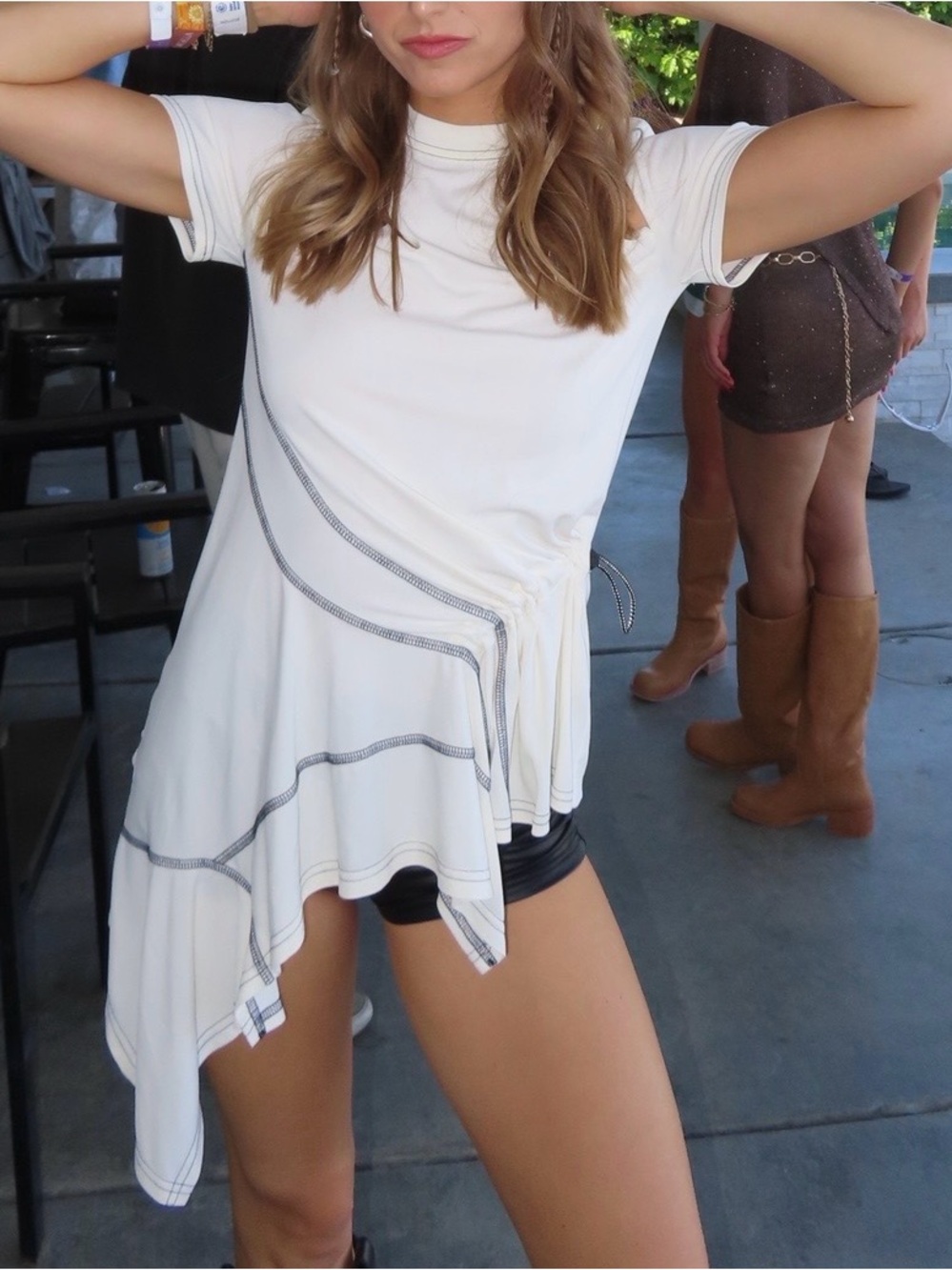 MONSE Cream Asymmetric Tunic with Side Drawcord - Picture 2 of 4